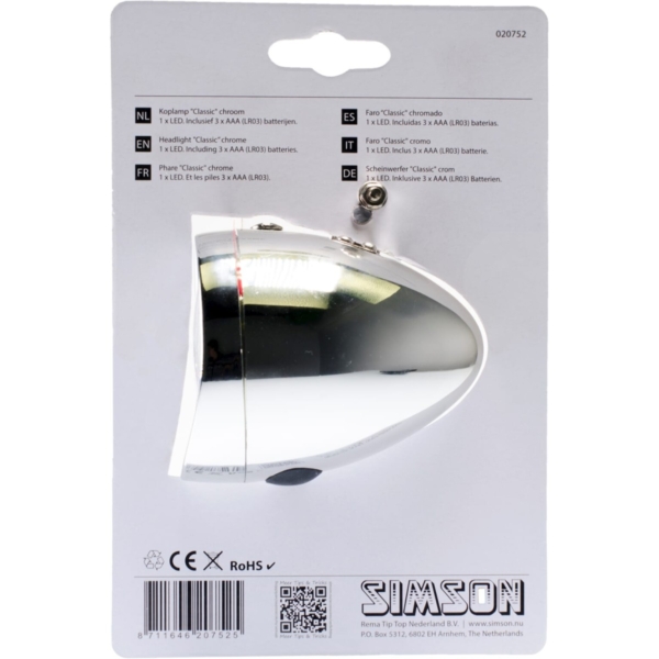 Simson KOPLAMP CHROOM Zwart